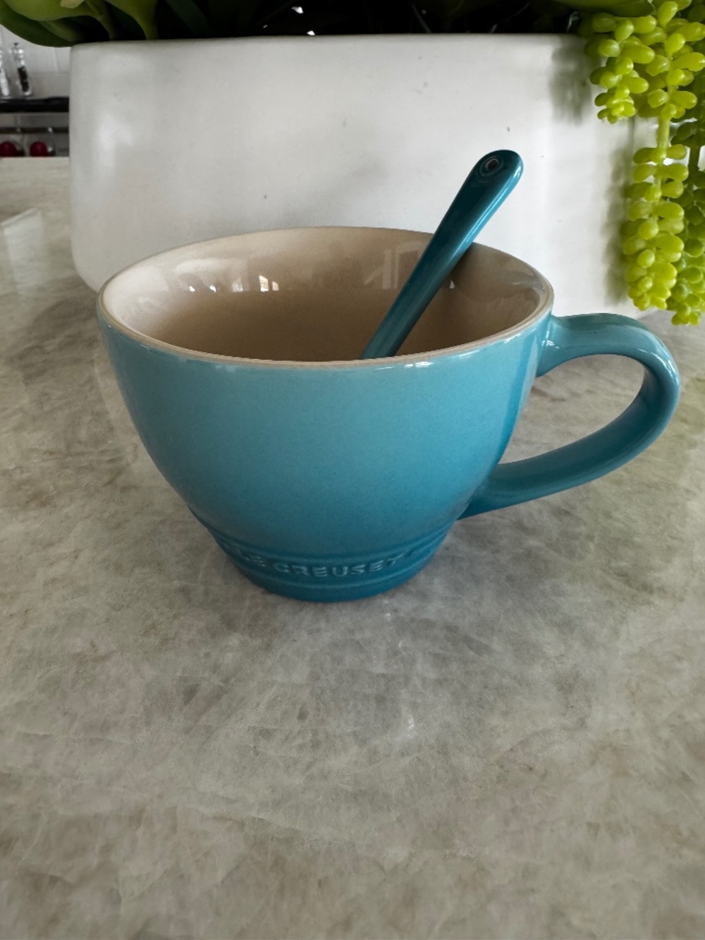 Le Creuset Cappuccino Mug & Spoon - Carribean